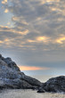 The night coastline and mountains
