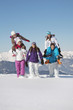 Happy family in snow