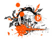 Vektor: Ville voyage gris orange Ville voyage gris orange