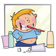 Little boy brushing his teeth