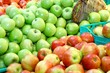 Green and red apples in market Green and red apples in market