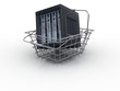 Black computer server in the shopping cart