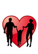 Sagoma famiglia con cuore rosso