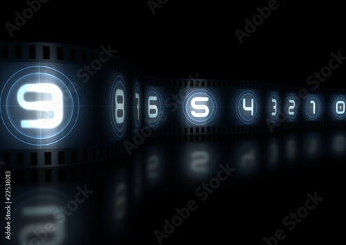 Illustration: glowing film strip countdown glowing film strip countdown