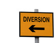 Yellow and black diversion sign isolated on white Yellow and black diversion sign isolated on white
