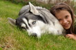 Girl and her friend, siberian husky