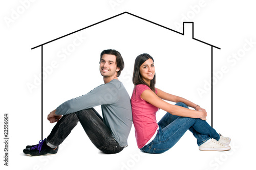 Photo: Young couple dreaming new house Young couple dreaming new house