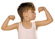 Little boy flexing biceps