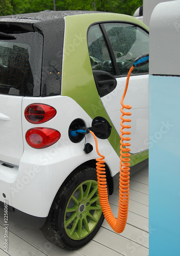 Photo: Battery charging of electric car Battery charging of electric car