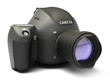 Black SLR camera isolated on white
