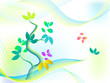 Vektor: Motion lines and a tree on white background Motion lines and a tree on white background