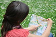 adventurous girl reading a map adventurous girl reading a map
