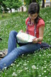 adventurous girl explores the location on the map