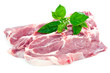 Côtes échines de porc fraîches et branche de basilic