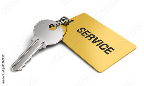 Illustration: Key with golden keyring service Key with golden keyring service