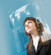 Interface collection - Brunette standing in virtual reality Interface collection - Brunette standing in virtual reality