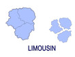 carte région limousin France départements contour
