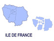 carte région ile de france départements contour