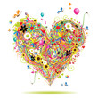 Summer holiday, heart shape with design elements