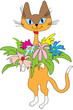 Cat with bouquet