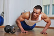 Muscle man doing push-ups