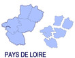 carte région pays de loire France départements contour