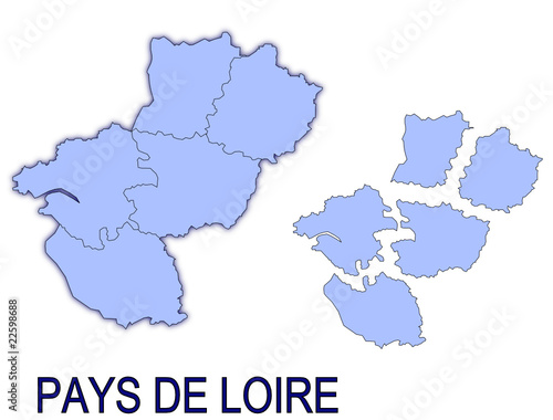 Vektor: carte région pays de loire France départements contour carte région pays de loire France départements contour