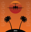 2011 calendar with plane flying over Tropical Island