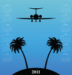 2011 calendar with plane flying over Tropical Island
