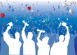 Graduation celebration in silhouette Graduation celebration in silhouette