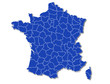 carte France bleue départements contour blanc avec ombre