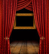 red curtains and gold frame