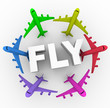 Fly - Colorful Airplanes Around Word