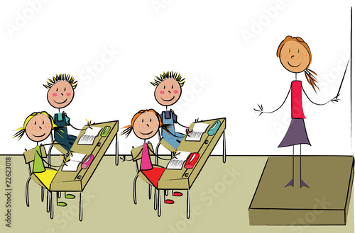 Illustration: enfant classe école sans fond enfant classe école sans fond