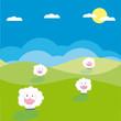 Vector: Sheeps on the field vector illustration cartoon Sheeps on the field vector illustration cartoon