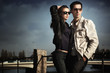 Attractive young couple wearing sunglasses Attractive young couple wearing sunglasses