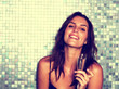 Happy young female enjoying at nightclub Happy young female enjoying at nightclub