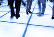 Walking business people silhouette. Blue tint. Walking business people silhouette. Blue tint.