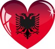 Vector heart with Albania flag texture on a white.