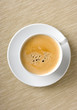 Top view of a delicious cup of coffee