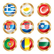 Flag buttons European four. Vector, each in separated layer
