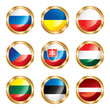 Flag buttons European three. Vector, each in separated layer