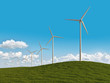electrical windmills in a meadow