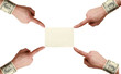hands point to the business card