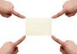 hands point to the business card