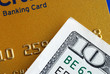 Ten dollar bill and a credit card concepts of finance