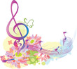Summer music with decorative treble clef Summer music with decorative treble clef