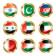 Flag buttons Asia two. Vector, each in separated layer