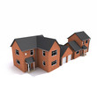 3d Red brick houses