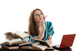 Female student prepare for examination Female student prepare for examination